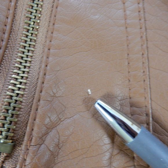 Wet Seal Womens Vest XL Brown Moto Pleather Vegan Faux Leather Studded Zip Snap - Picture 6 of 10